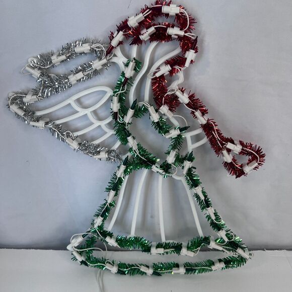 Ornamental Christmas Light Up Silhouette Trumpet Angel Holiday Plug-In Window - Picture 2 of 12